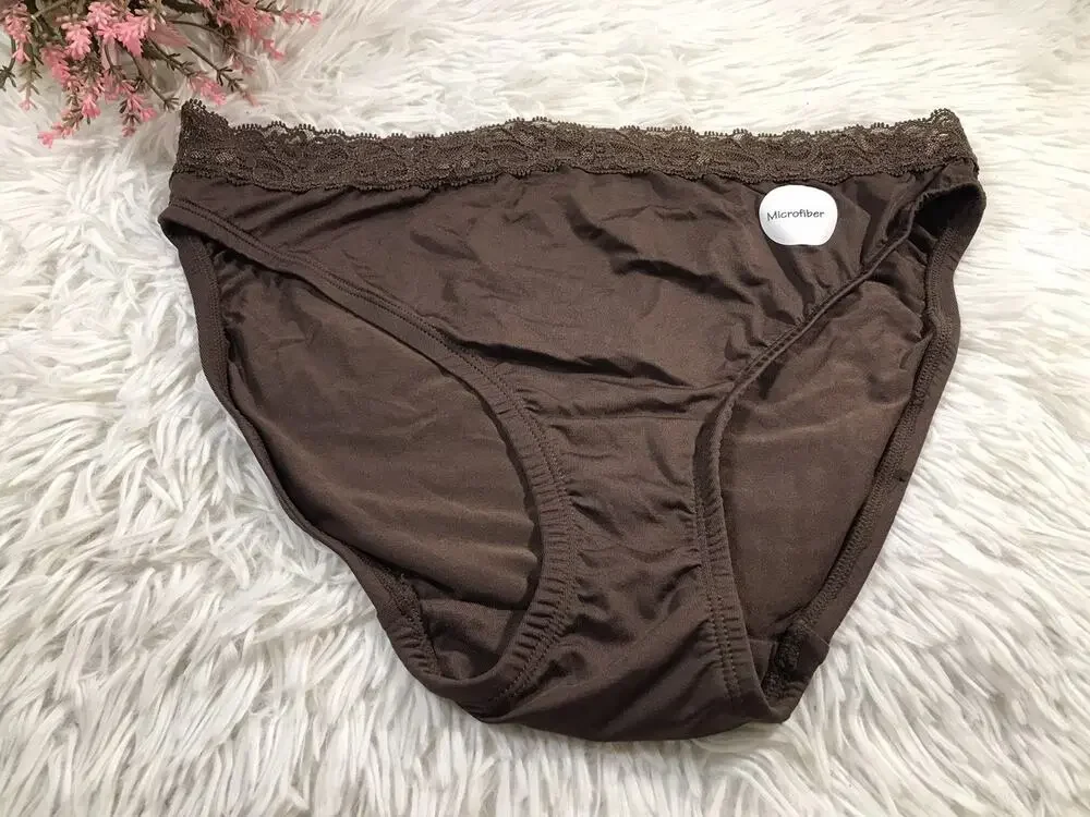 Plus Sz 14/16 Lane Bryant Cacique Cheeky Brief Panty Pink Mocha Brown Microfiber